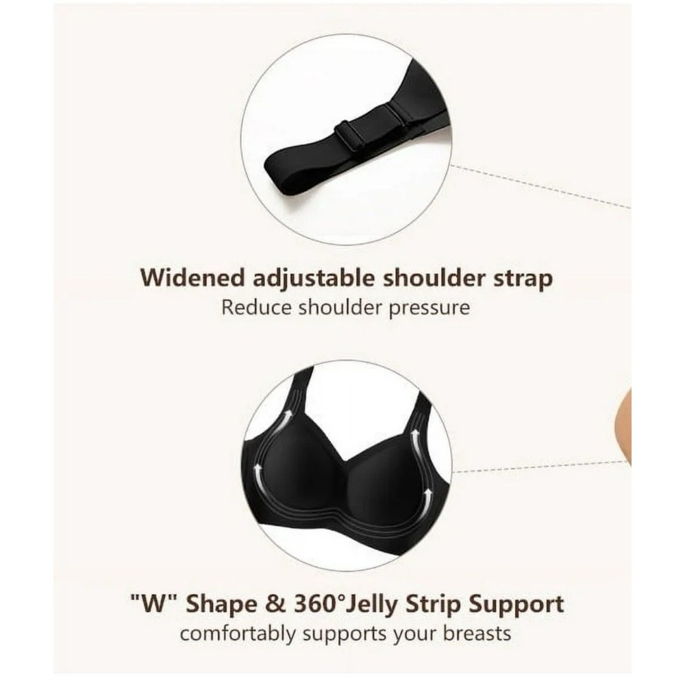Daystry Smooth Wireless Bra Comfort Seamless Full Coverage Beige Women Size 4XL - Picture 7 of 9